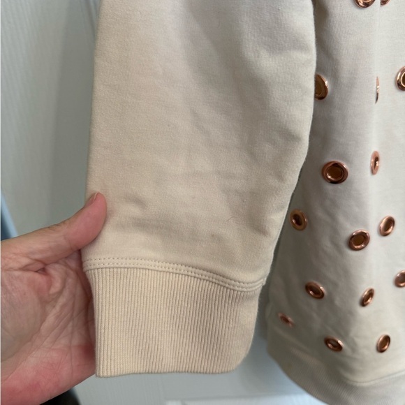 Boston Proper Blush cream Rose Gold Rivets Zip Up Jacket Cardigan S 3/4 Sleeves - Picture 4 of 6